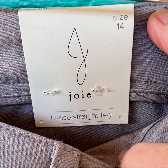 JOIE HIGH WAIST STRAIGHT LEG COMFY STRETCH CAREER TROUSER PANTS GRAY SIZE 14 NWT - Picture 3 of 6